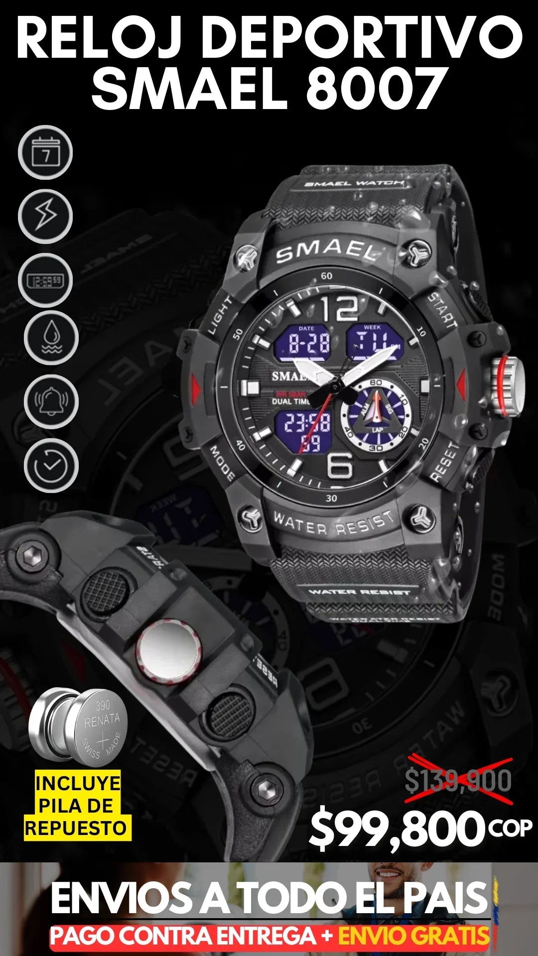 RELOJ DEPORTIVO SMAEL 8007