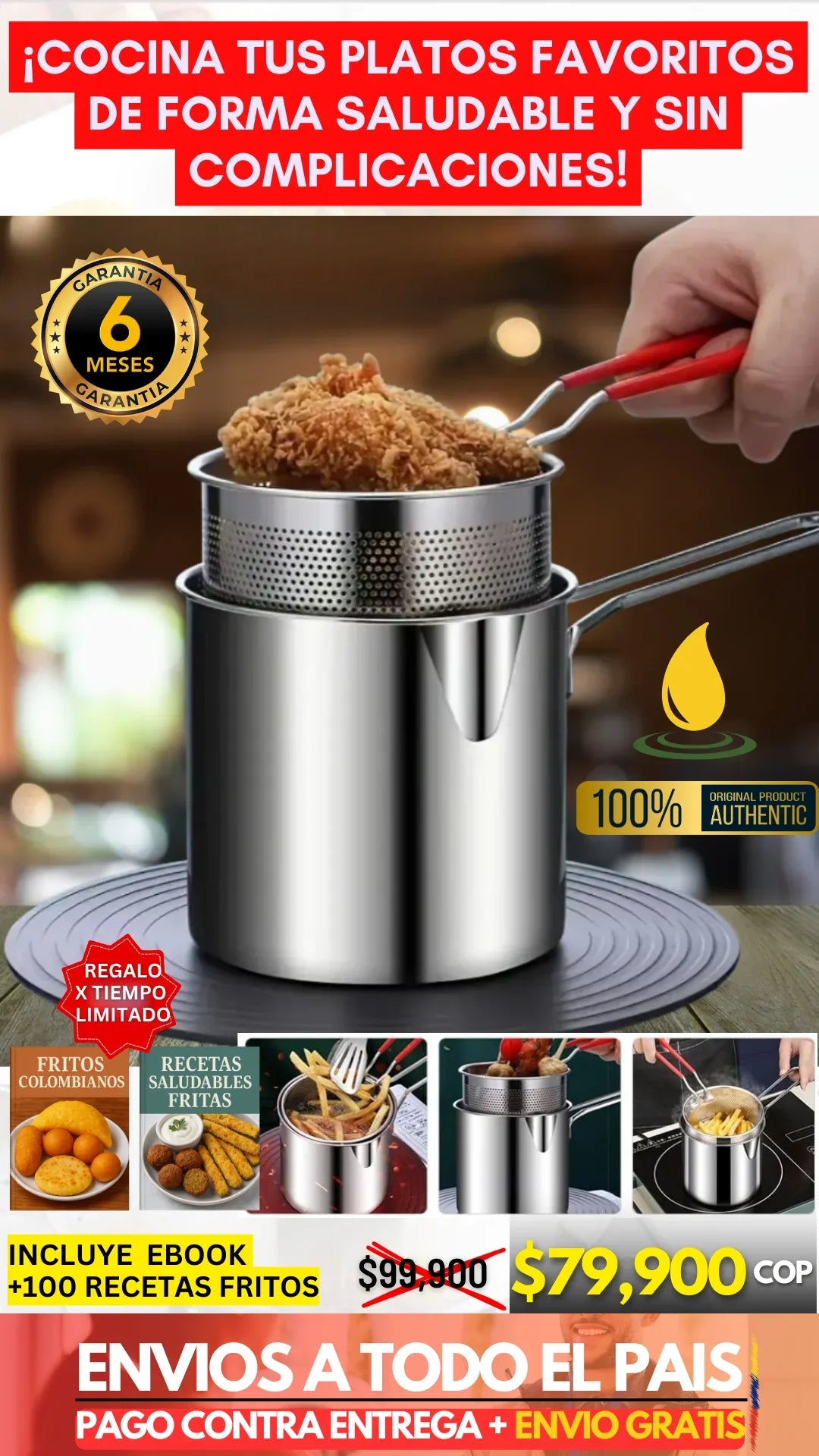 OLLA FREIDORA ACERO PREMIUM